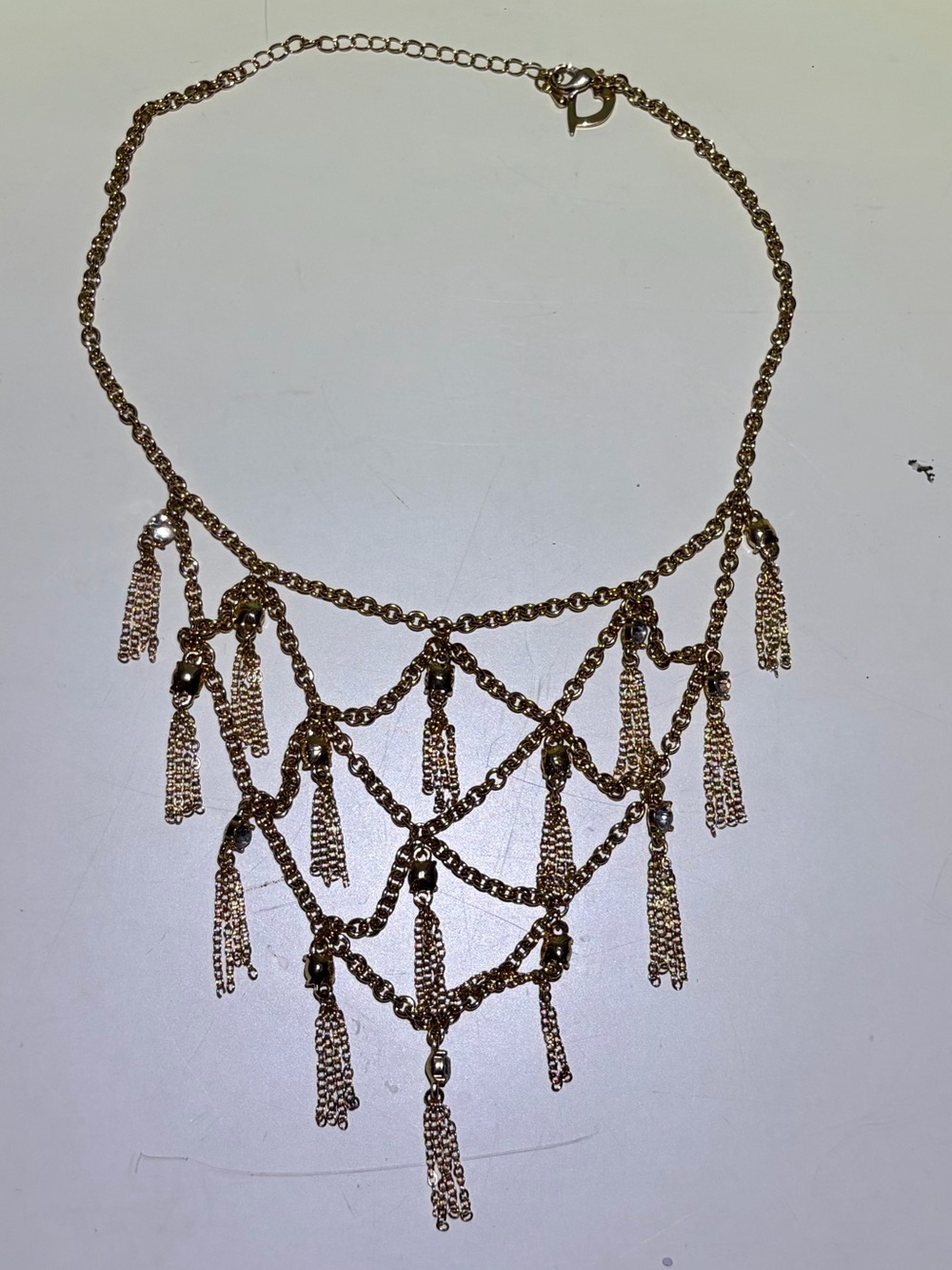 Dillards Gold-Tone Fringe & Crystal Dramatic Statement Necklace - 18” length